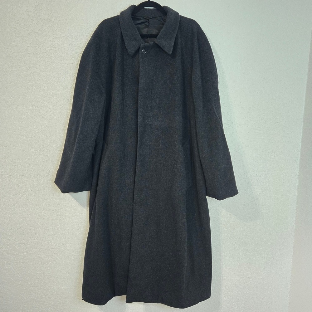 Southwick Barneys New York Charcoal Grey Wool Blend Overcoat Mens XL